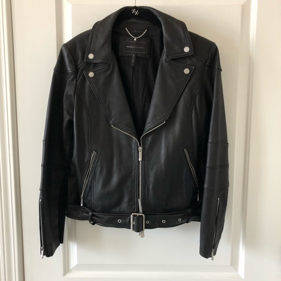 BCBGMaxAzria Black Leather Moto Jacket